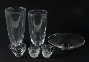 6 Pieces Of Signed Glass Incl. Simon Pearce, Waterford & Wedgwood