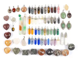 Carved Chinese Stone Pendants Including Double Terminated Crystals