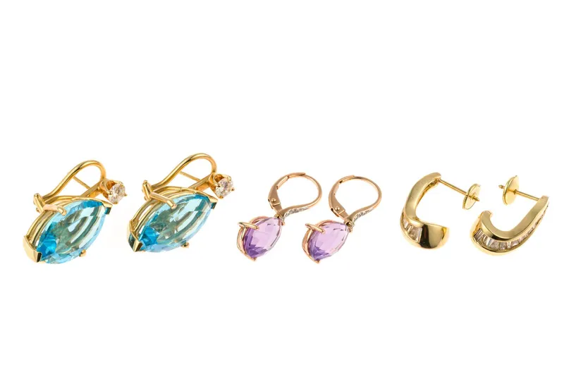 3 Pairs of 14K Gold and Gemstone Earrings from auction in Harrisburg, Pennsylvania — image 26