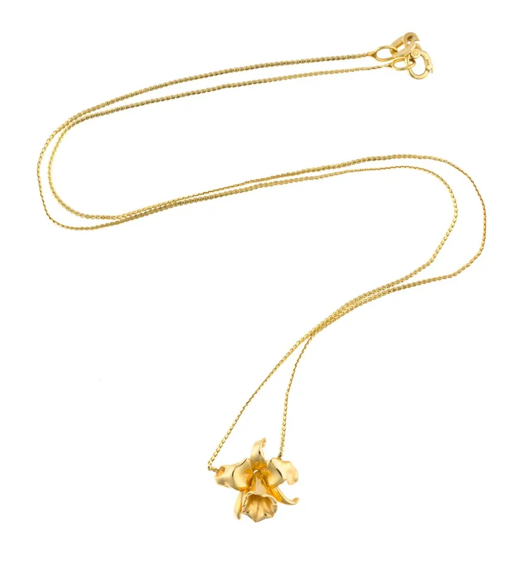 14K Gold Orchid Flower Pendant Necklace from auction in Harrisburg, Pennsylvania — image 35