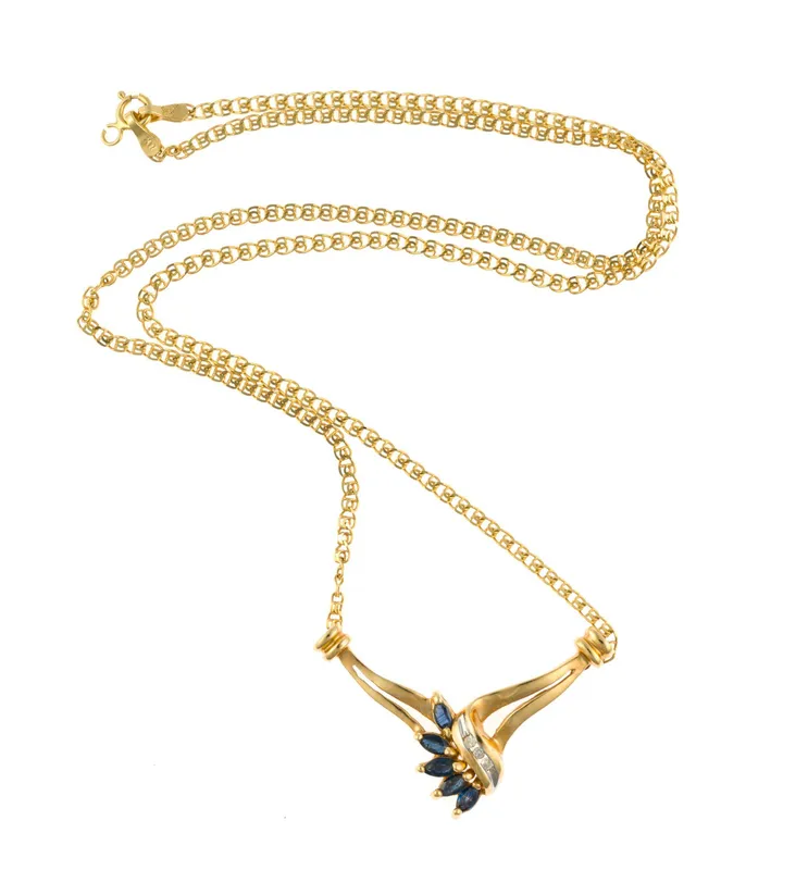 14K Gold, Sapphire, and Diamond Pendant Necklace from auction in Harrisburg, Pennsylvania — image 40