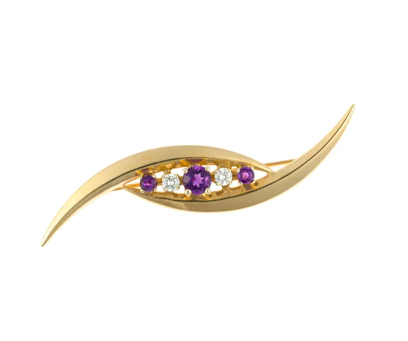 14K Gold, Amethyst, and Diamond Brooch from auction in Harrisburg, Pennsylvania — image 23