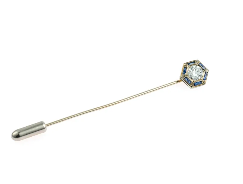 Art Deco 18K Gold, Diamond, and Sapphire Stick Pin from auction in Harrisburg, Pennsylvania — image 9