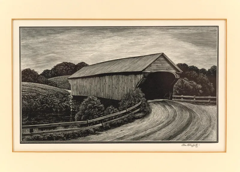 Asa Cheffetz "Covered Bridge" Signed Original Wood-Engraving from auction in Harrisburg, Pennsylvania — image 35