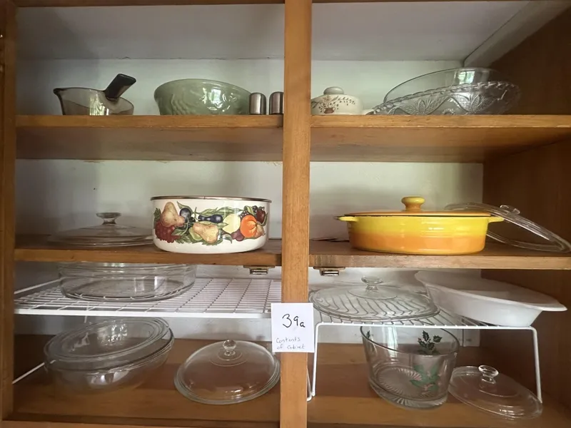 Kitchen Cabinet Assortment of Cookware and Glass from auction in Clifford , Pennsylvania — image 43