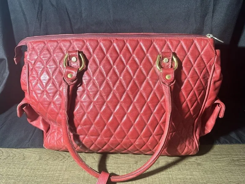 Marino Orlandi Red Quilted Leather Handbag from auction in Clifford , Pennsylvania — image 8
