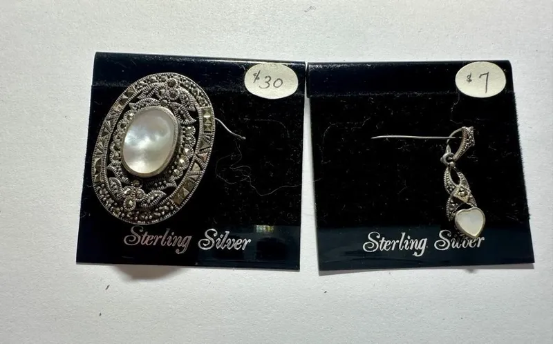 Coordinating Mother of Pearl Brooch and Pendant from auction in Clifford , Pennsylvania — image 42