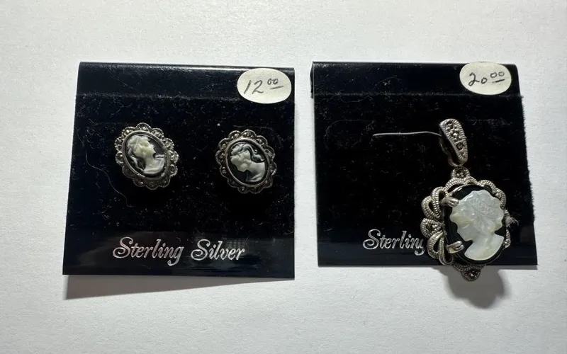 Coordinating Sterling Silver Cameo Pendant and from auction in Clifford , Pennsylvania — image 46