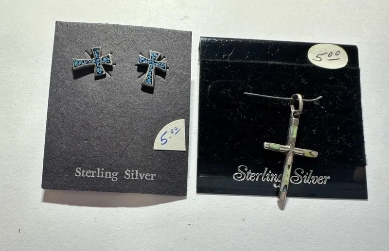 Coordinating Cross Sterling Silver Earrings and from auction in Clifford , Pennsylvania — image 45