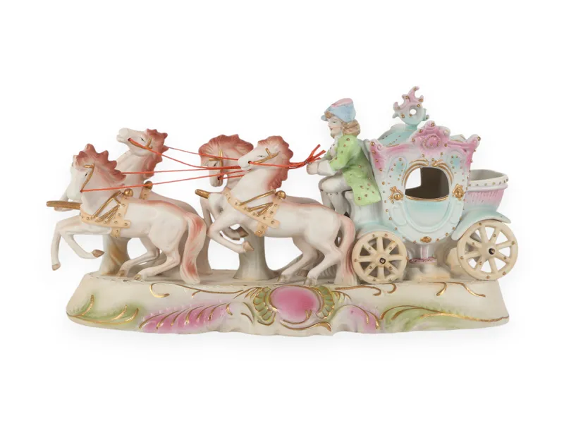 Paulux Hand Painted Porcelain Coach and Four Horse Figurine from auction in Atlanta, Georgia — image 8