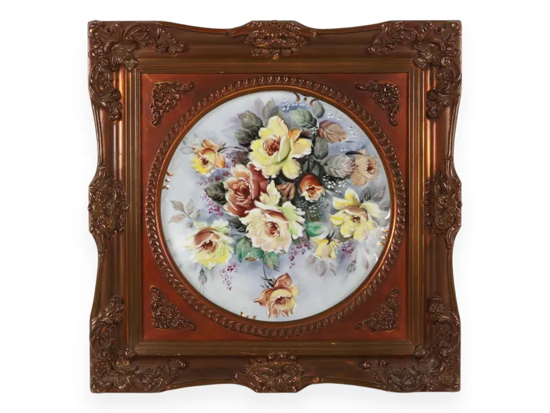 Hand Painted Porcelain Rose Still Life in Ornate Gilt Frame from auction in Atlanta, Georgia — image 11
