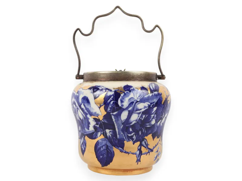 S. Fielding and Co. Devon Ware Gilded Earthenware Biscuit Barrel from auction in Atlanta, Georgia — image 16