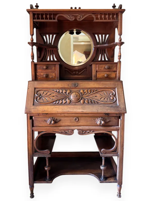 Late Victorian Carved Walnut Fall-Front Secretary Desk from auction in Atlanta, Georgia — image 19