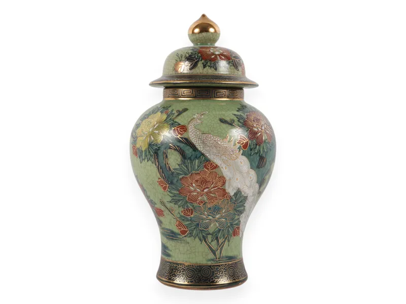 Japanese Satsuma Style Lidded Temple Jar with Peacock Decoration by Gyozan from auction in Atlanta, Georgia — image 20