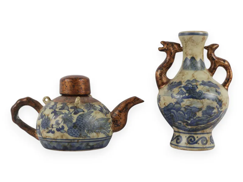 Two Contemporary Chinese Decorative Porcelain Items by Toyo comprising a Teapot and a Two-Handled Vase from auction in Atlanta, Georgia — image 21
