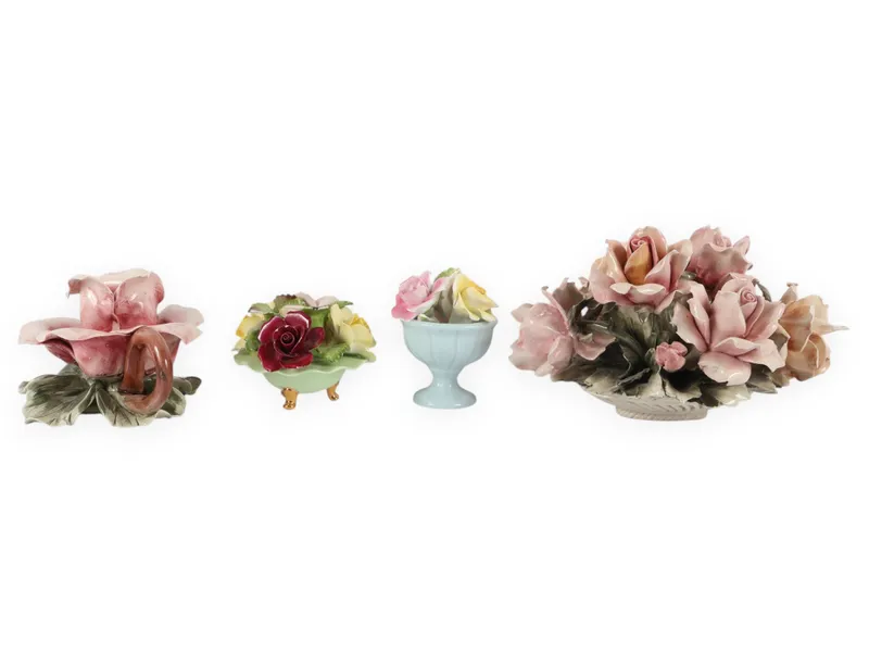 A Collection of Four English and Italian Ceramic Floral Ornaments including Denton, Thorley, and Nora Fashion from auction in Atlanta, Georgia — image 25