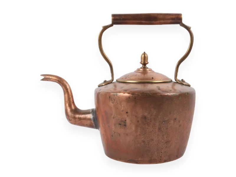 19th Century Hand Hammered Copper Tea Kettle with Brass Accents from auction in Atlanta, Georgia — image 31