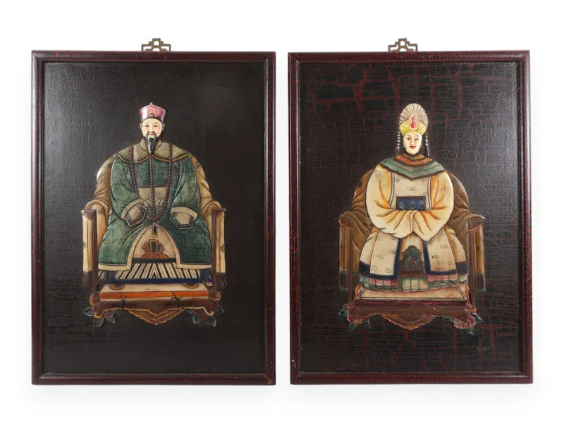 A Pair of Chinese Relief Panels depicting 'Seated Ancestors' from auction in Atlanta, Georgia — image 3