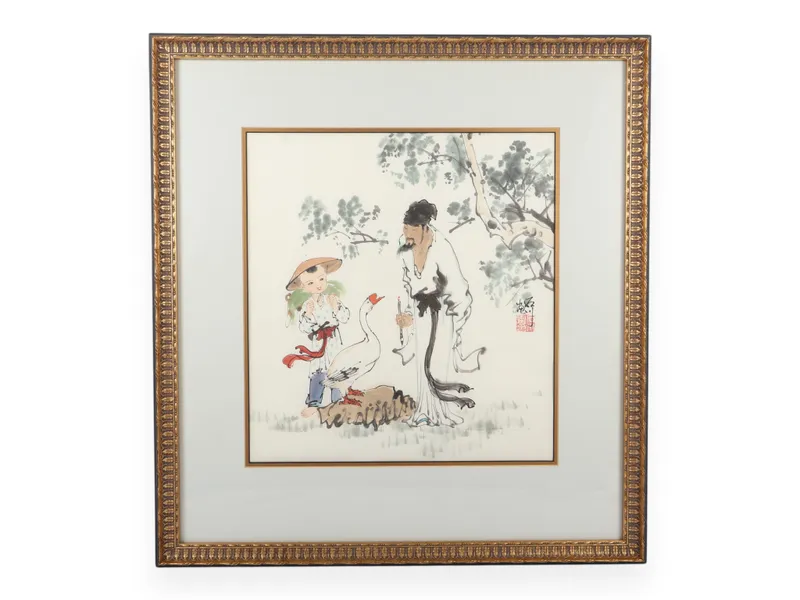 Fan Zeng Chinese b. 1938 Scholar and Goose Ink and Color Painting from auction in Atlanta, Georgia — image 7