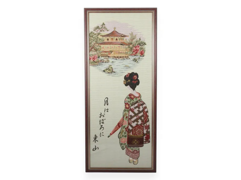 Japanese Woven Textile Picture of Maiko and Kinkaku-ji Kyoto from auction in Atlanta, Georgia — image 13