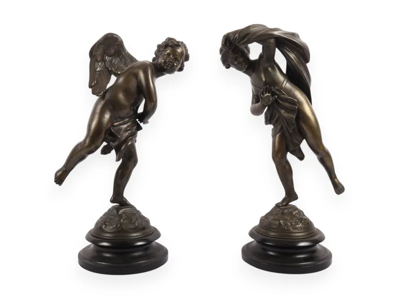 A Pair of Neoclassical Style Patinated Metal Figures of Cherubs on Ebonized Plinths from auction in Atlanta, Georgia — image 19