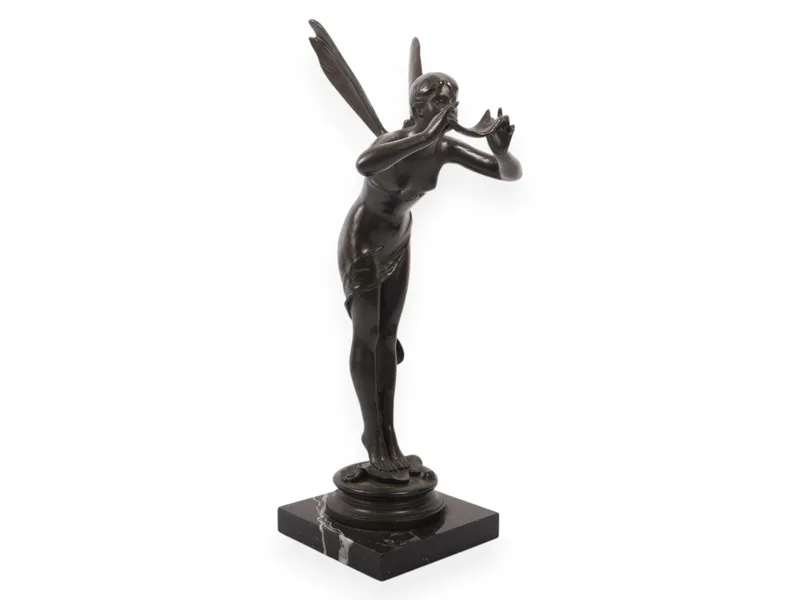 La Marguerite Art Nouveau Style Patinated Bronze Fairy Sculpture from auction in Atlanta, Georgia — image 21