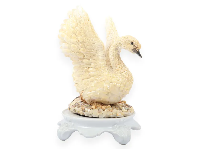 Shell Art Coquillage Swan Figurine Signed Lille on Porcelain Stand from auction in Atlanta, Georgia — image 25
