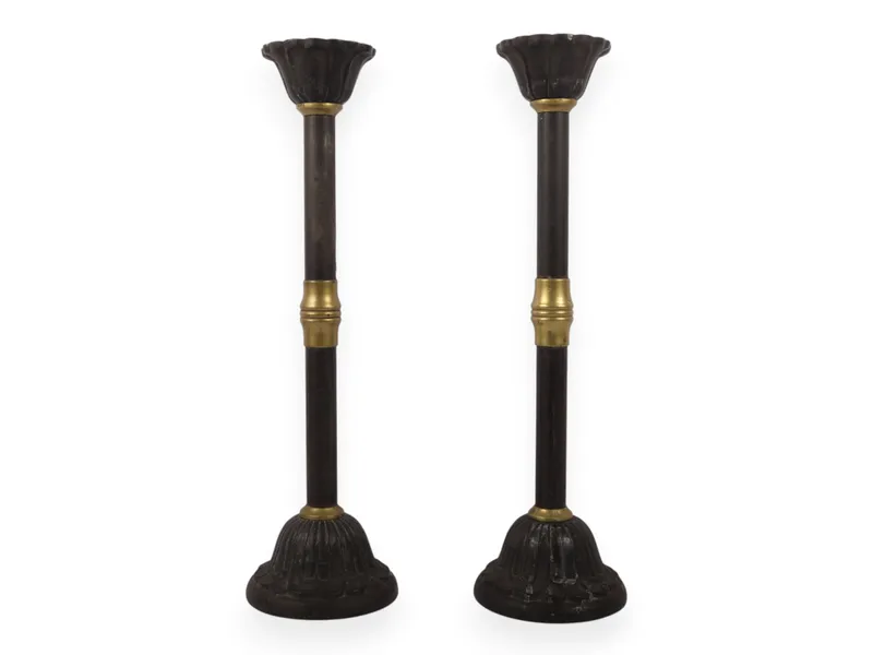 A Pair of Large Late 19th Century Patinated Iron and Turned Brass Candlesticks from auction in Atlanta, Georgia — image 32