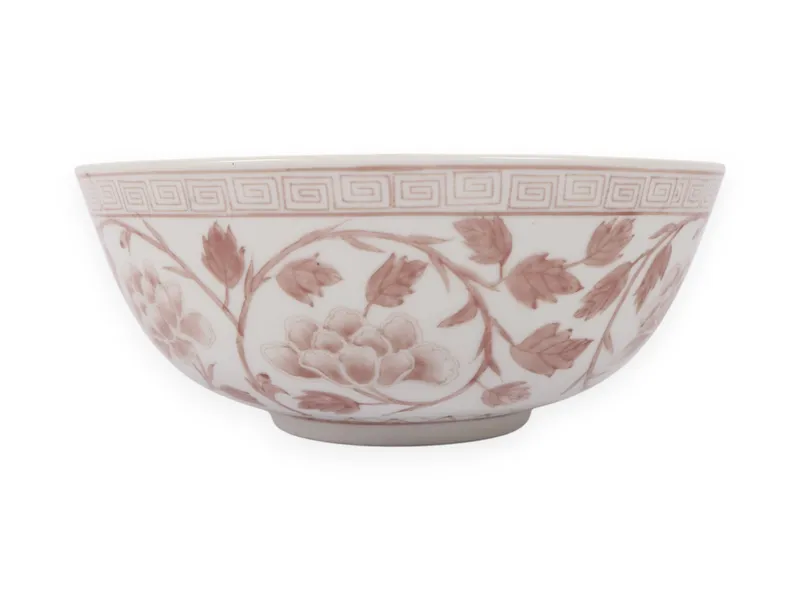 Chinese Underglaze Copper Red Porcelain Peony Scroll Bowl With Qianlong Mark from auction in Atlanta, Georgia — image 42
