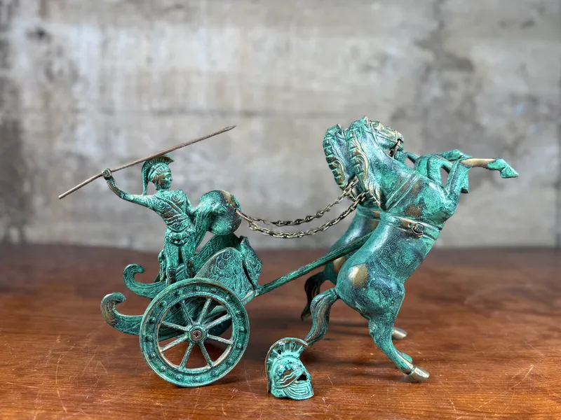ACHILLES ON A CHARIOT, BRONZE SCULPTURE from auction in Salem, Oregon — image 7
