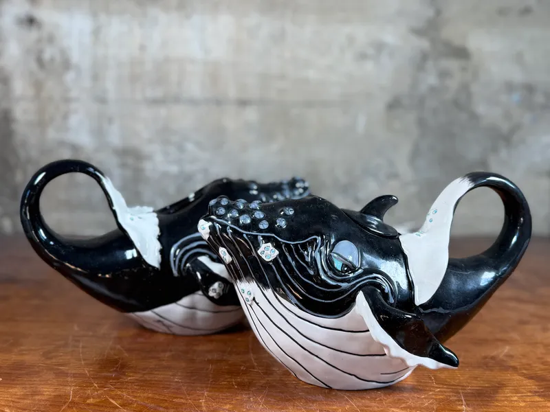 BLUE SKY CLAYWORKS, PAIR OF WHALE TEAPOTS from auction in Salem, Oregon — image 18