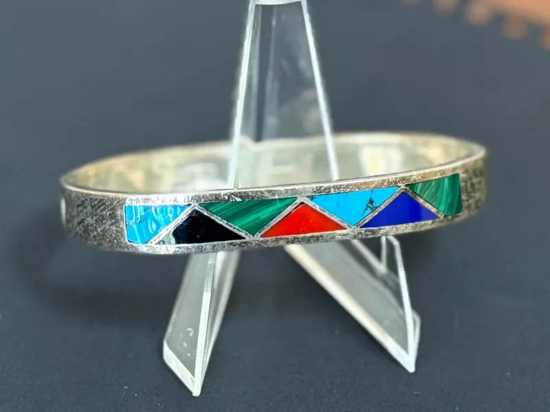 STERLING CUFF WITH GEMSTONE INLAY from auction in Salem, Oregon — image 36