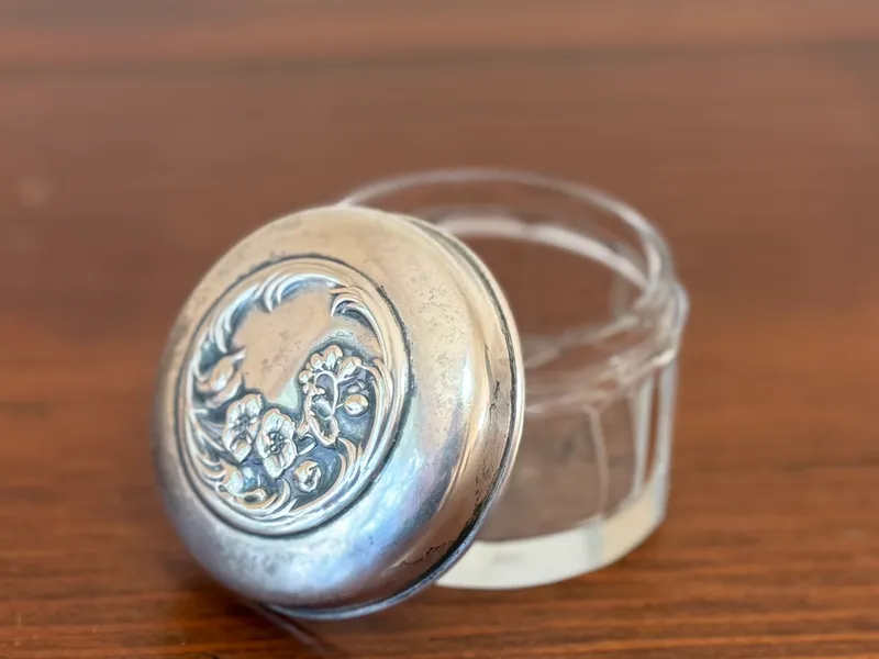 VANITY JAR WITH STERLING SILVER LID from auction in Salem, Oregon — image 45