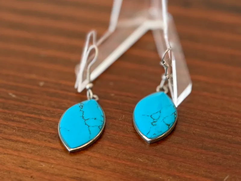 STERLING SILVER & TURQUOISE EARRINGS from auction in Salem, Oregon — image 16