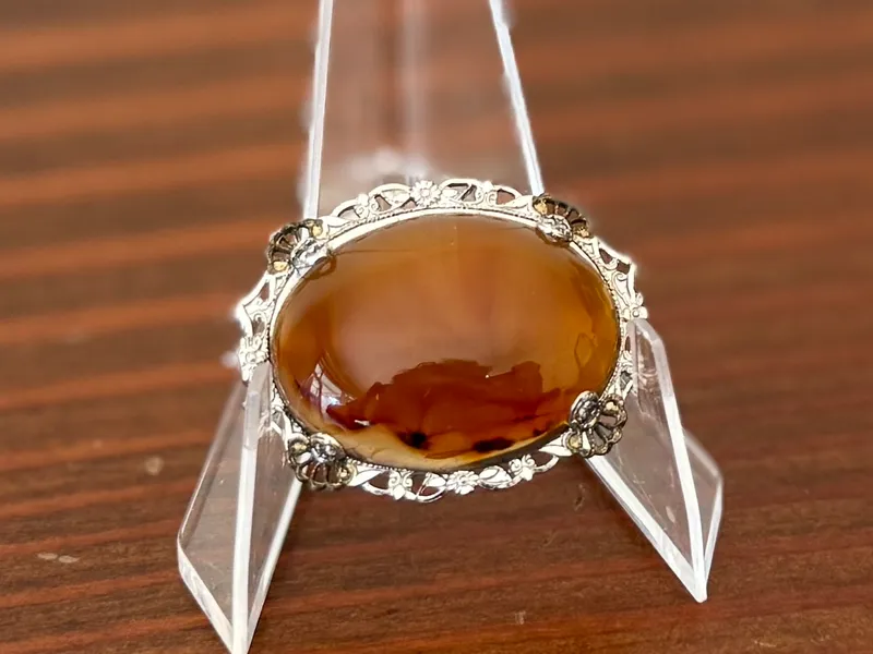 STERLING SILVER & AMBER BROOCH from auction in Salem, Oregon — image 17