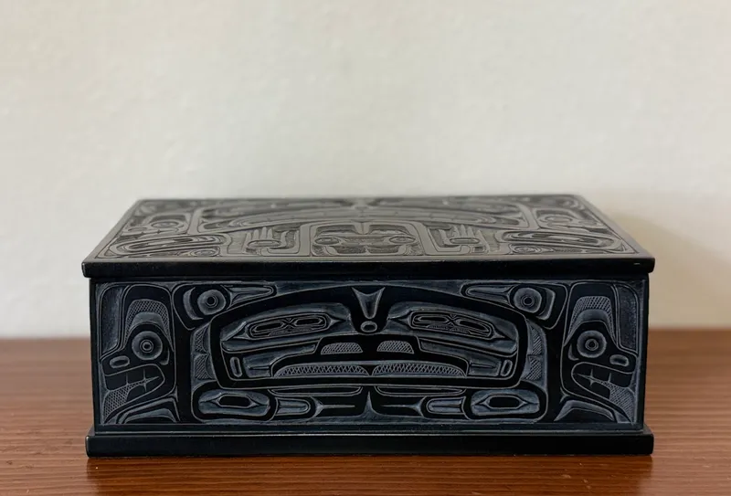 BOMA BLACK STONE CARVED BOX from auction in Salem, Oregon — image 13