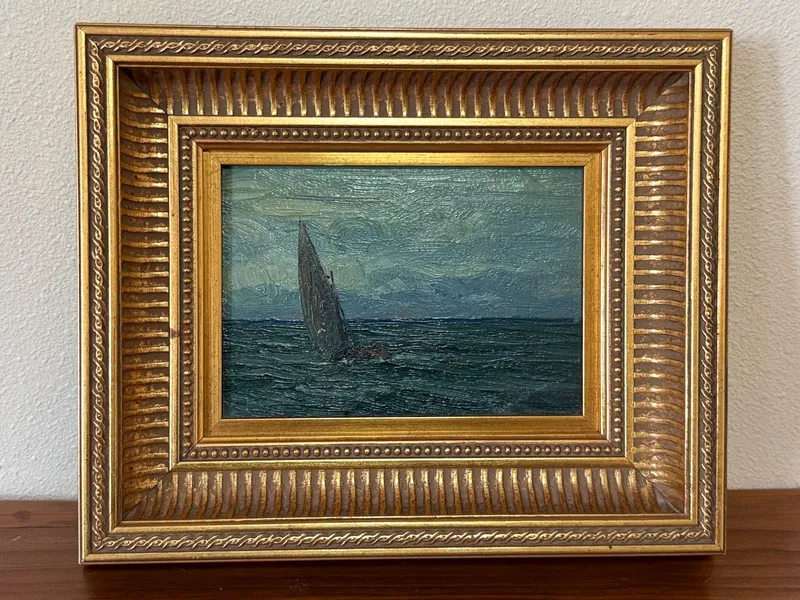 OIL PAINTING OF SKIFF ON OCEAN from auction in Salem, Oregon — image 40