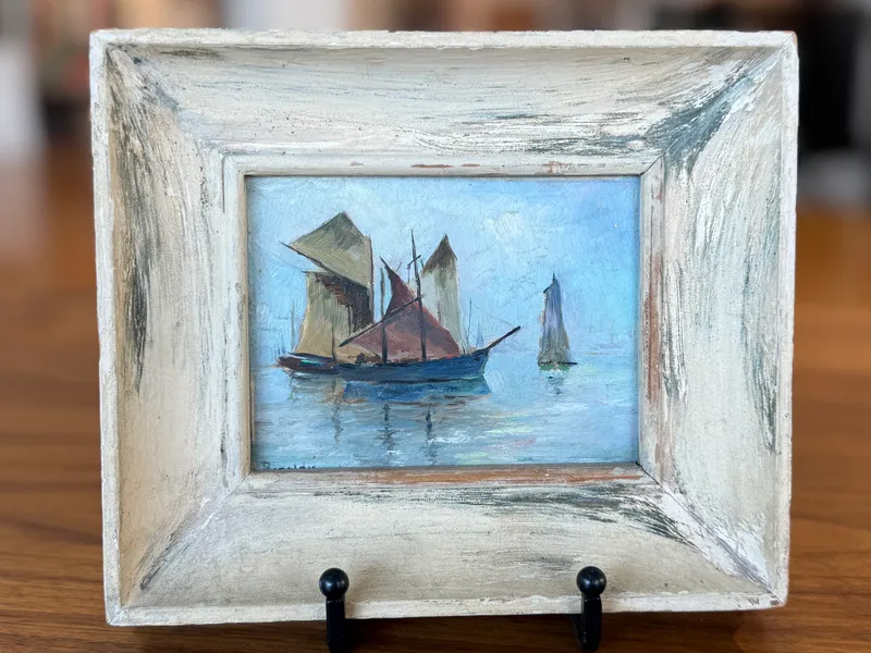 NAUTICAL OIL ON BOARD PAINTING from auction in Salem, Oregon — image 4