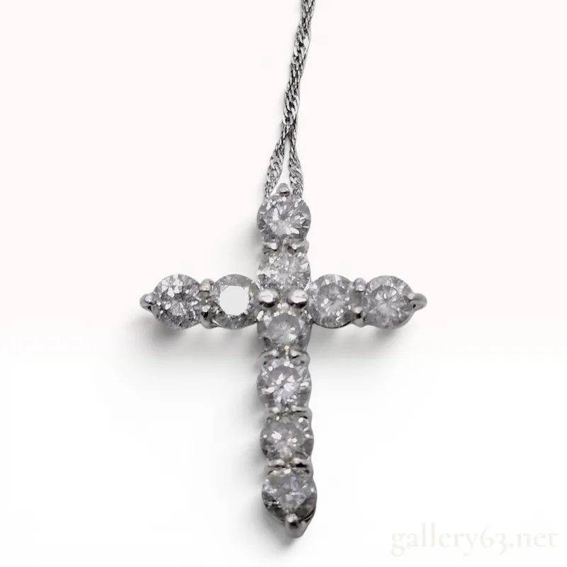 Diamond Cross Pendant and Singapore Chain in Pt1000 Platinum from auction in Atlanta, Georgia — image 5