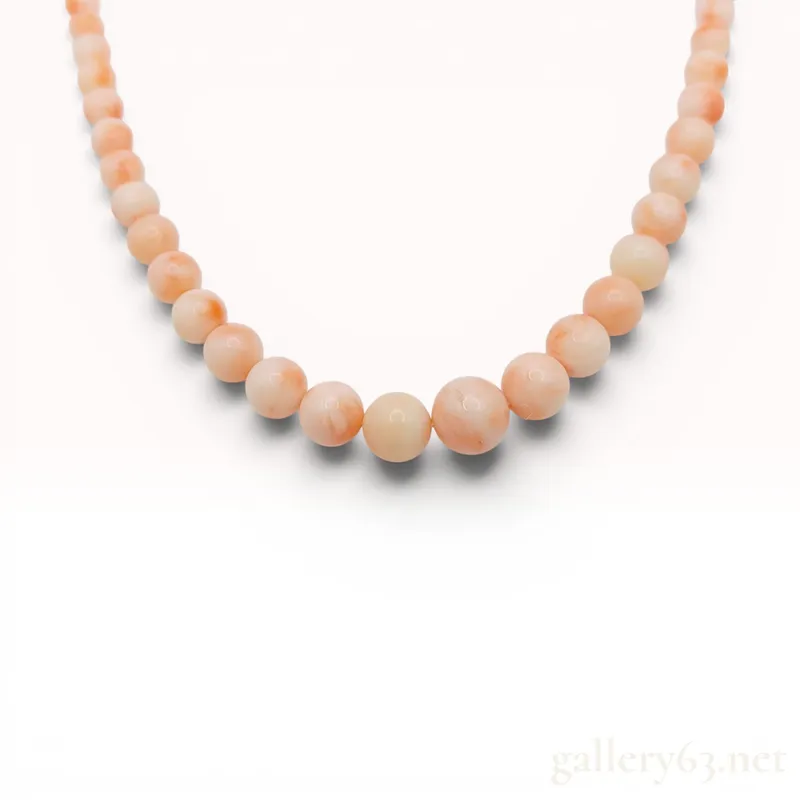Graduated Antique Angel Skin Coral Bead Necklace with Filigree Clasp from auction in Atlanta, Georgia — image 12