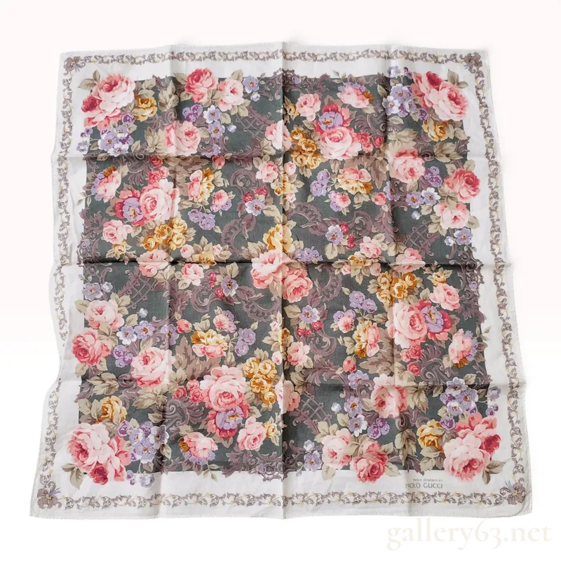 Vintage Paolo Gucci Floral Print Cotton Scarf 44cm from auction in Atlanta, Georgia — image 21