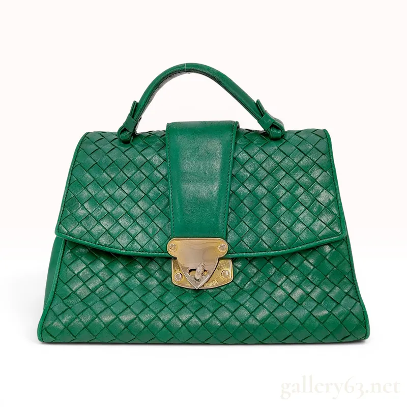 Bottega Veneta Vintage Green Intrecciato Woven Leather Top Handle Bag from auction in Atlanta, Georgia — image 5