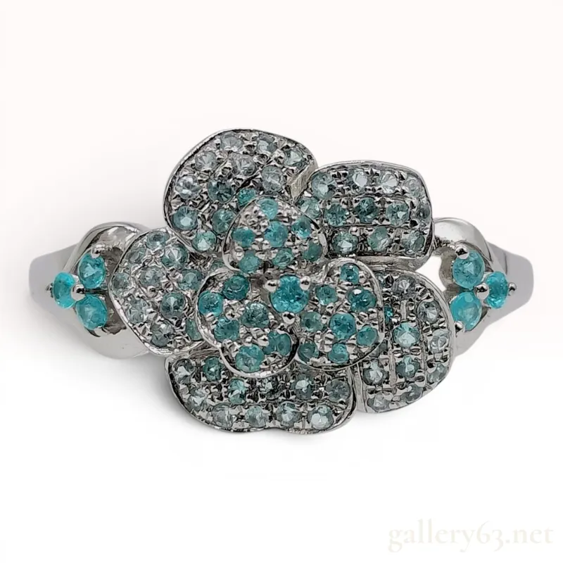A Platinum and Paraiba Tourmaline Flower Cluster Ring from auction in Atlanta, Georgia — image 8