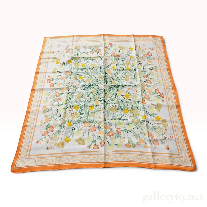 Hermes Oeillets Sauvages et Autres Caryophyllees Silk Scarf from auction in Atlanta, Georgia — image 10