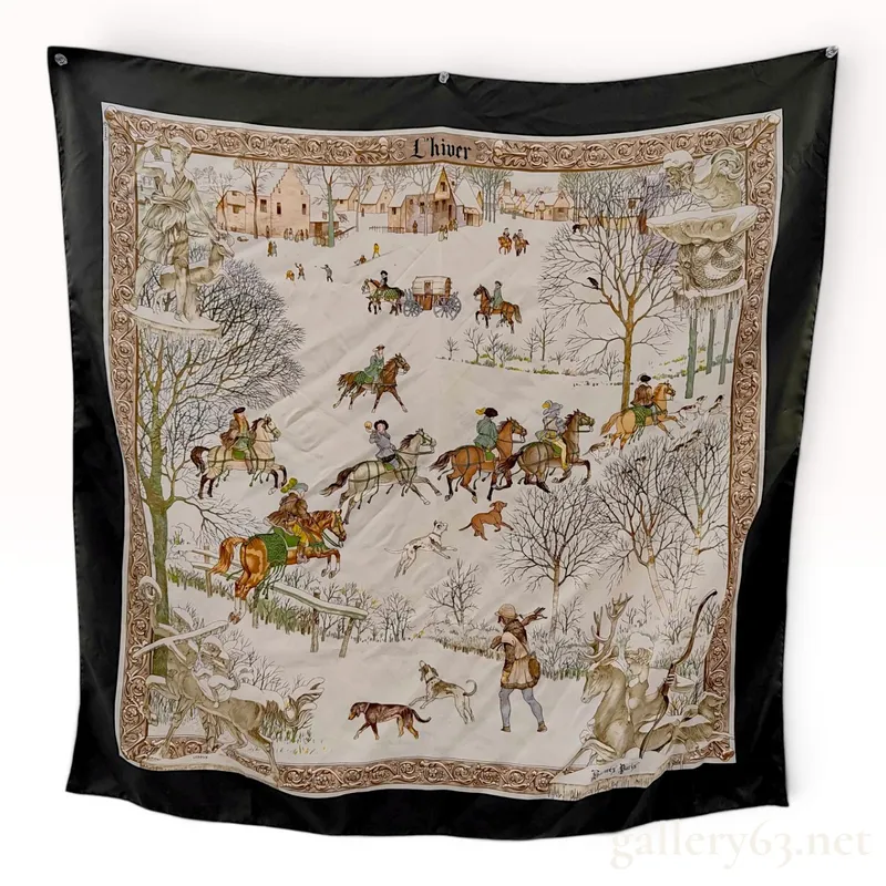 Hermes L'Hiver Silk Scarf by Philippe Ledoux from auction in Atlanta, Georgia — image 35