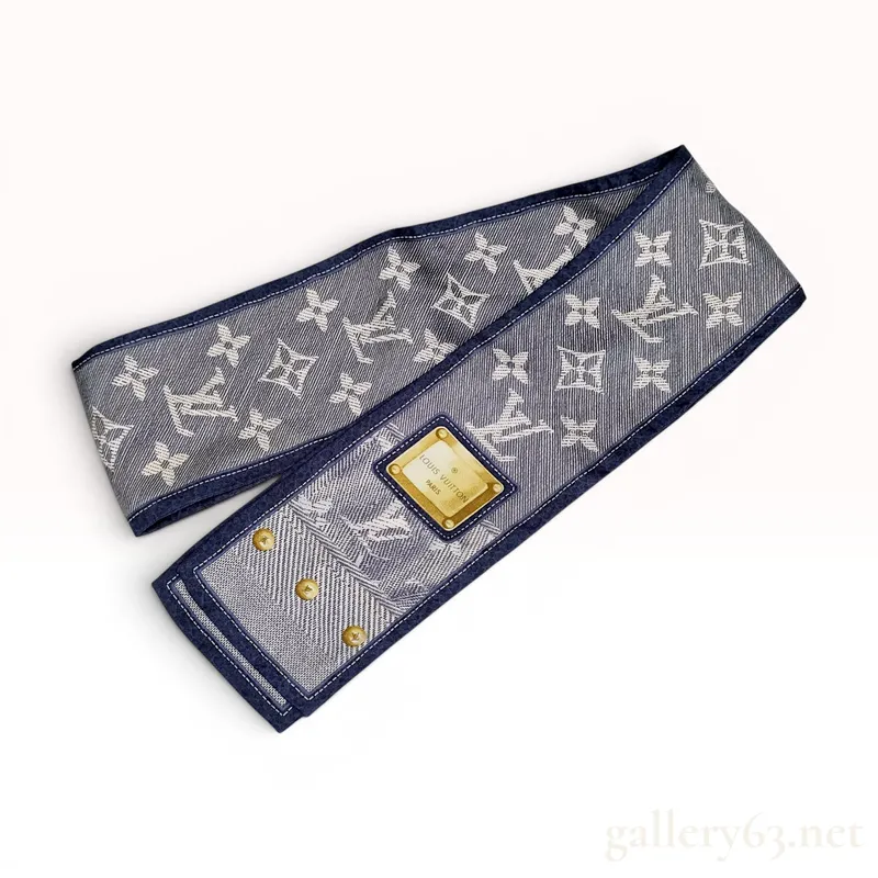 Louis Vuitton Monogram Denim Silk Bandeau Scarf from auction in Atlanta, Georgia — image 13