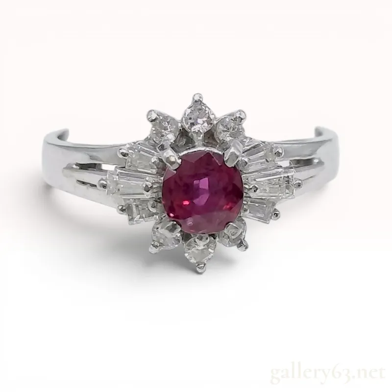 Platinum Ruby and Diamond Ballerina Style Cocktail Ring from auction in Atlanta, Georgia — image 36