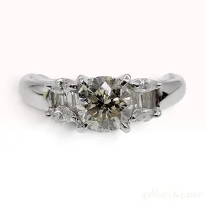 Platinum and 1.081ct/1.34ctw Natural Diamond Ring