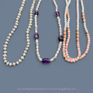 A Trio of Pearl, Amethyst, and Coral-Style Beaded Necklaces