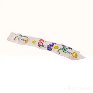 Hermes Garde Robe Pop White Multicolor Silk Twilly With Box